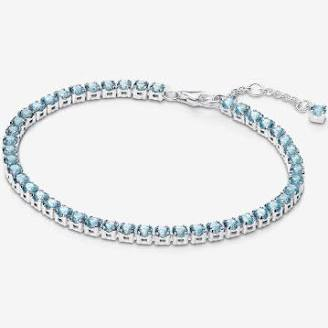Pulsera tennis de plata con piedras celestes